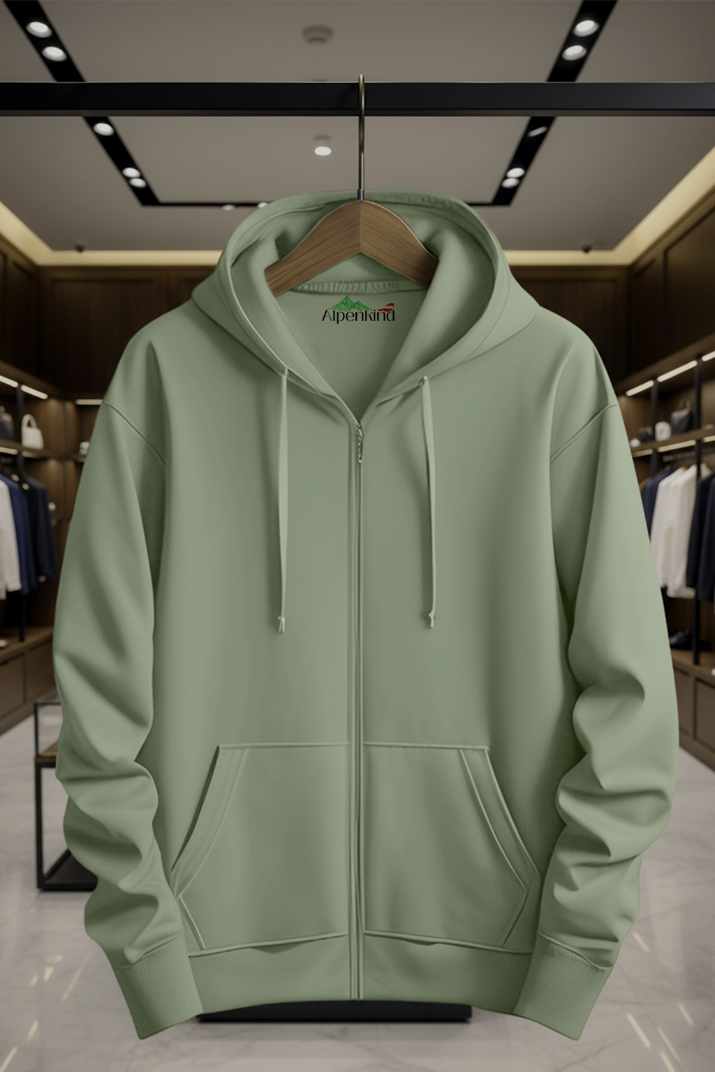 Kapuzenjacke mit Reißverschluss | Henrik – Salbeigrün