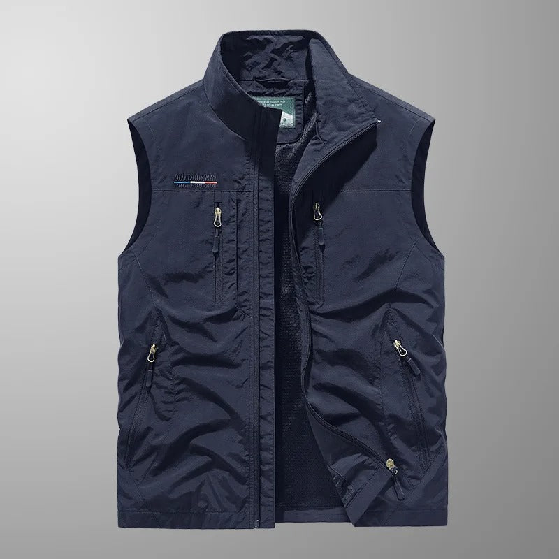 Ärmellose Herren-Cargoweste mit Reißverschlusstaschen-Vests for men-Alpenkind