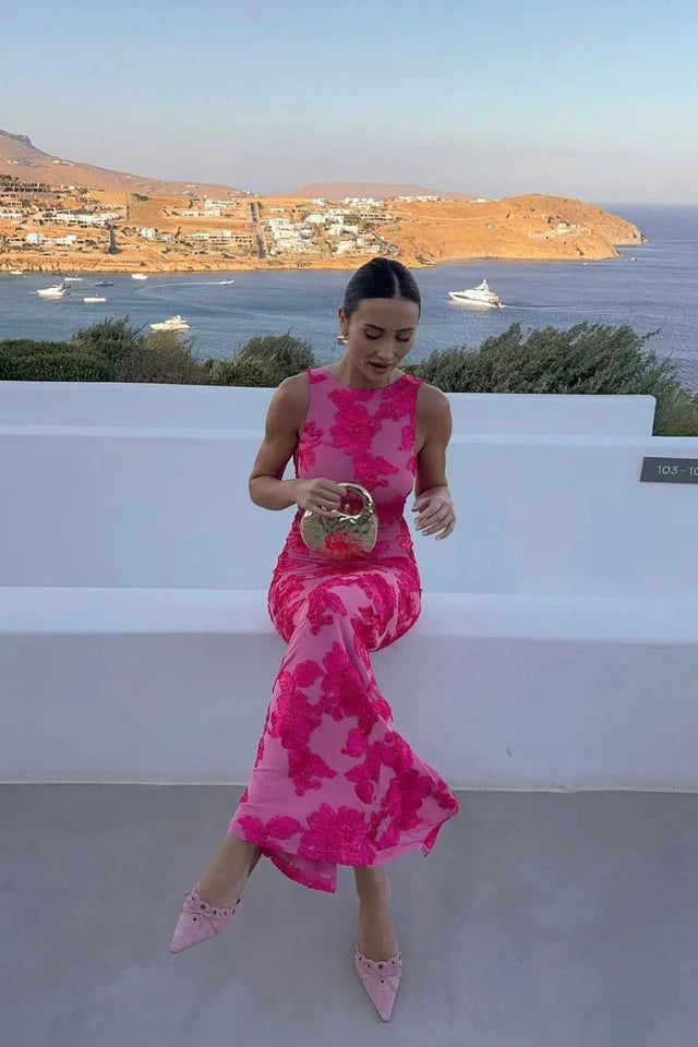 Damen Ärmelloses Maxikleid mit Blumenmuster