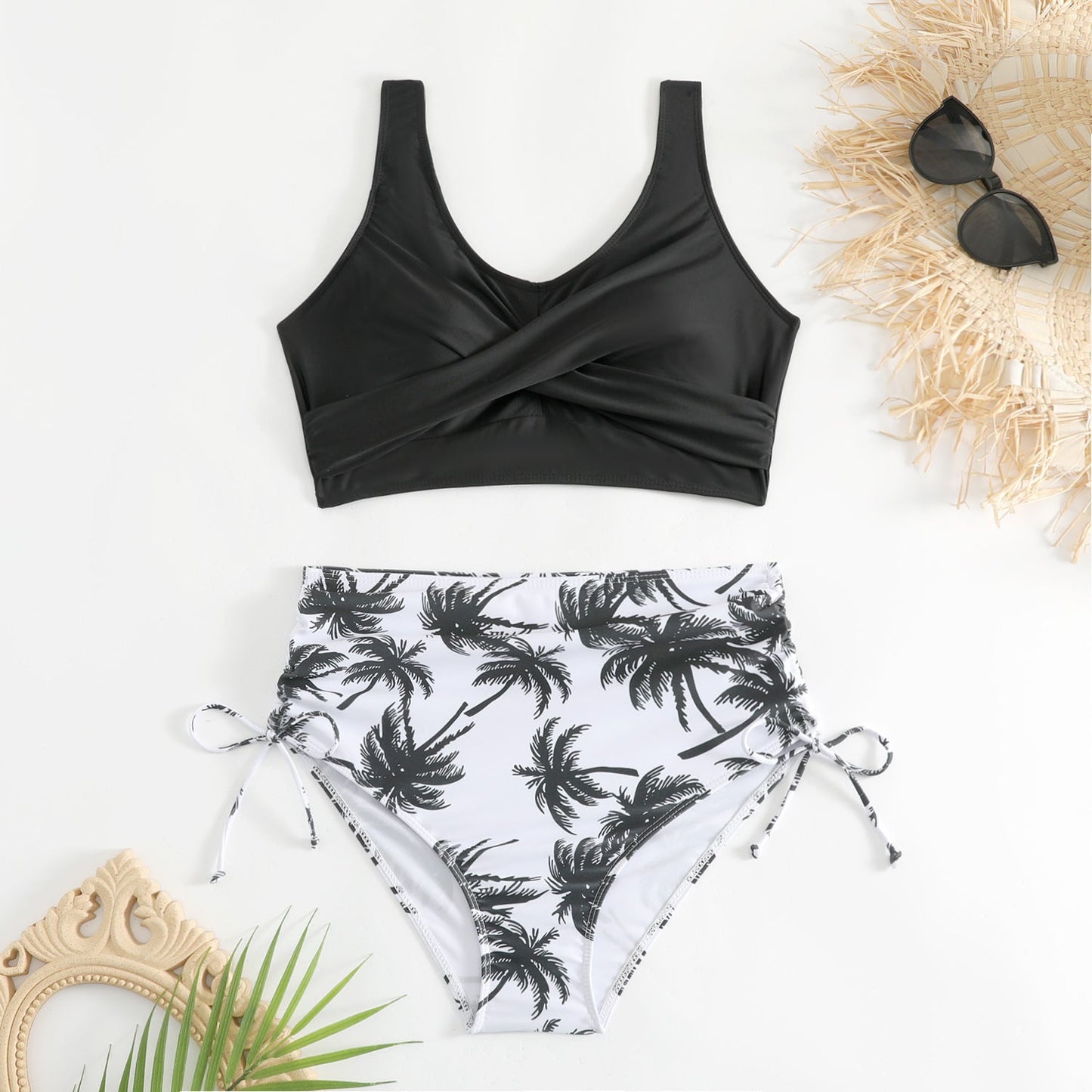 Damen-Bikini-Set mit hoher Taille und seitlichen Bindebändern-Swimwear for Women-Alpenkind