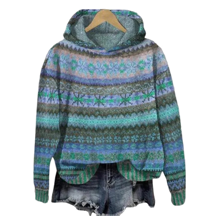 Damen Kapuzenpullover mit Muster-Women Sweaters-Alpenkind