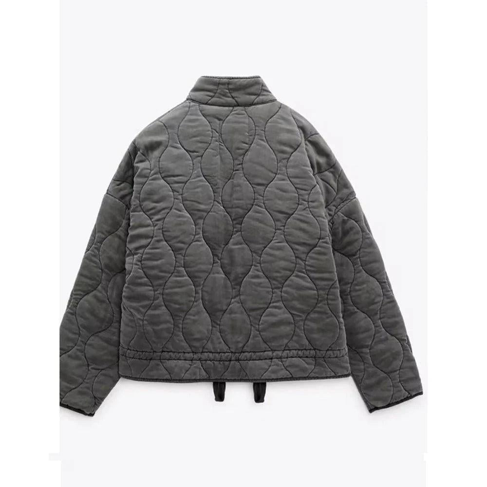 Damen Kurze Steppjacke mit Reißverschluss-Women Outerwear-Alpenkind