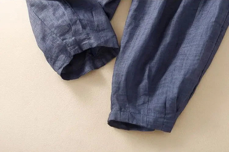Damen Leinenhose mit weitem Bein und Kordelzug-Pants for Women-Alpenkind