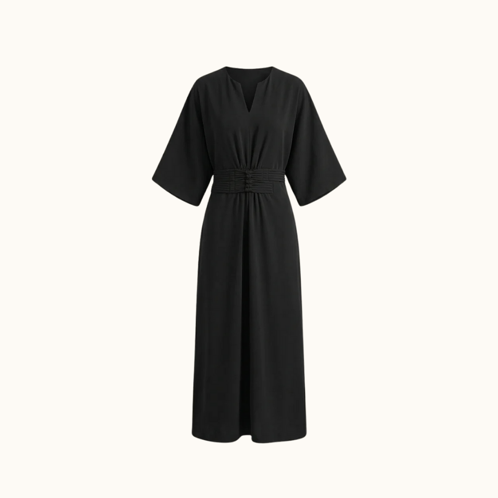 Damen Maxikleid mit Plissierter Taille-Maxi Dress-Alpenkind