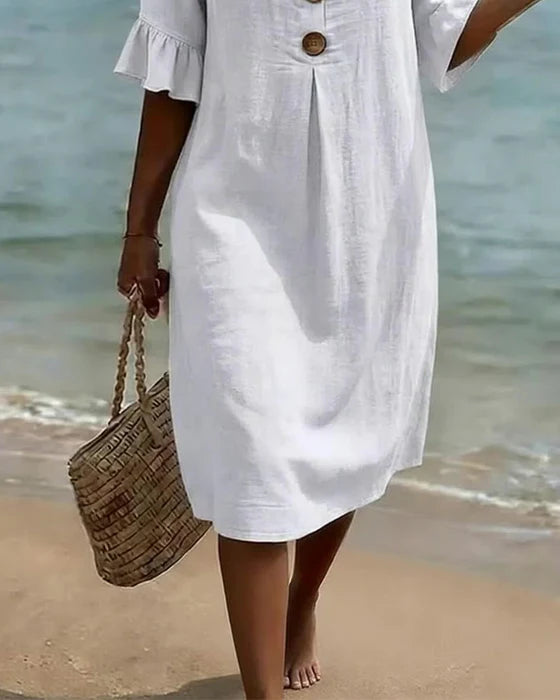 Damen Midi-Hemdkleid mit Knöpfen-Midi Dress-Alpenkind