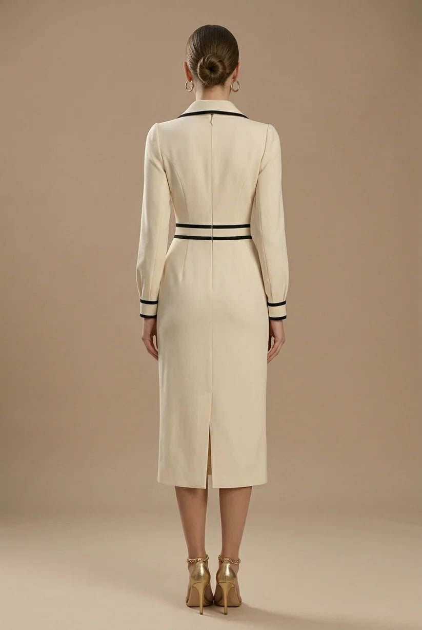 Damen Midikleid mit Knopfleiste und Kragen-Mini Dress-Alpenkind