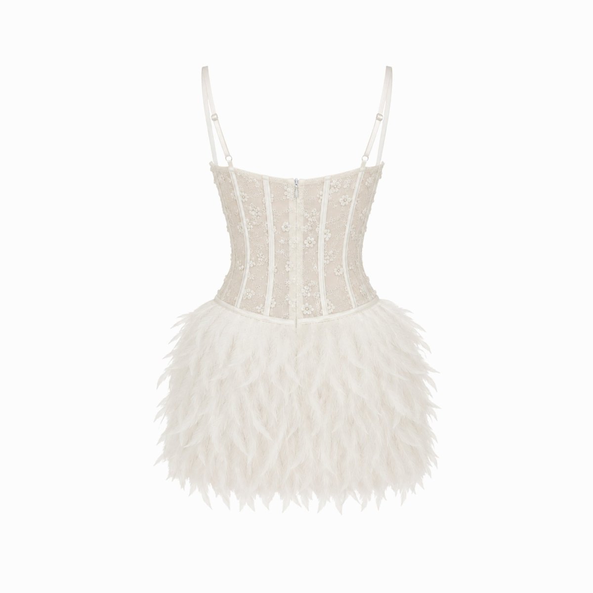 Damen-Minikleid im Korsett-Stil mit Federbesatz-Mini Dress-Alpenkind