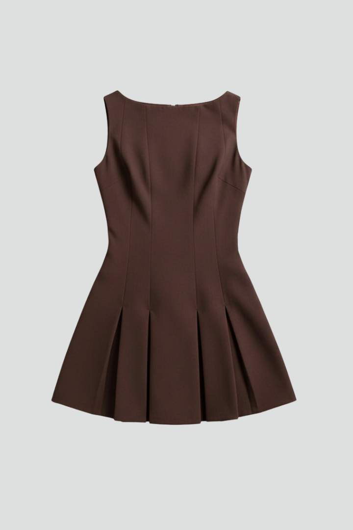 Damen Minikleid mit Ärmellosem Schnitt und Faltenstruktur-Mini Dress-Alpenkind