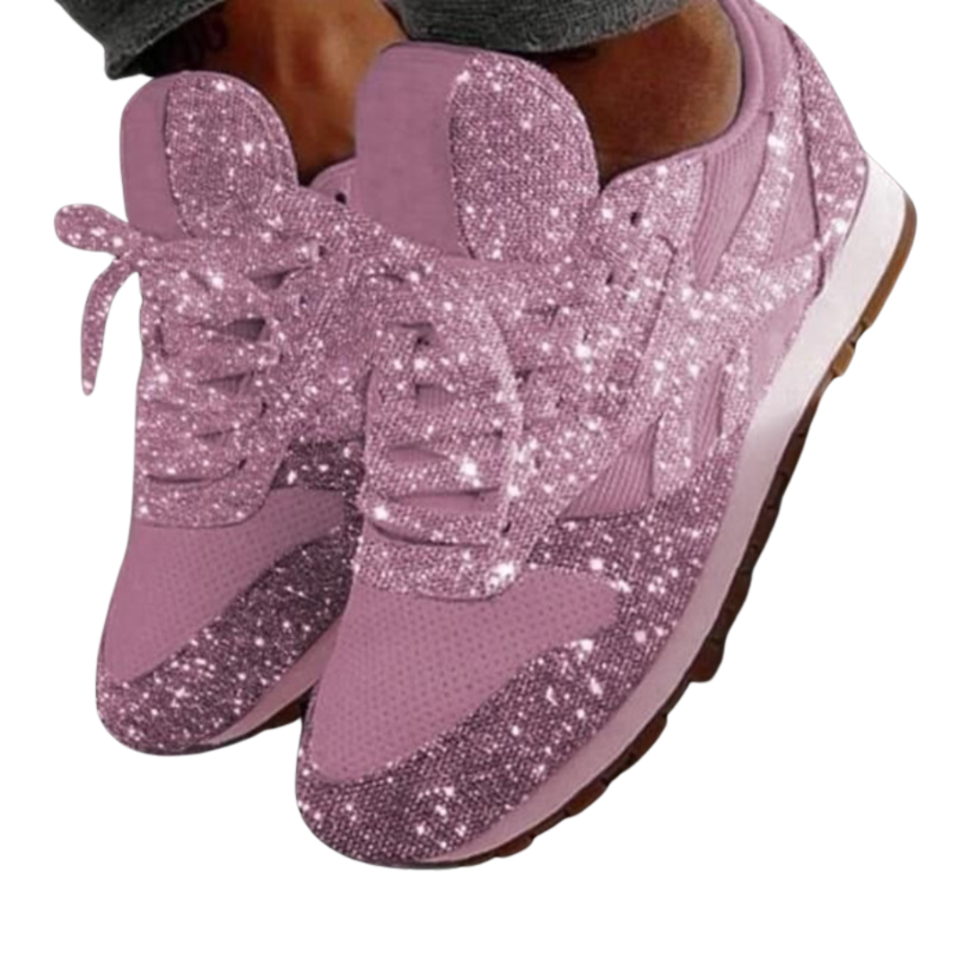 Damen Schnürsneaker mit Glitzeroberfläche-Footwear for women-Alpenkind