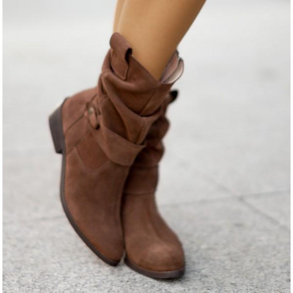 Damen-Stiefel aus Wildleder mit gerafftem Schaft-Footwear for women-Alpenkind