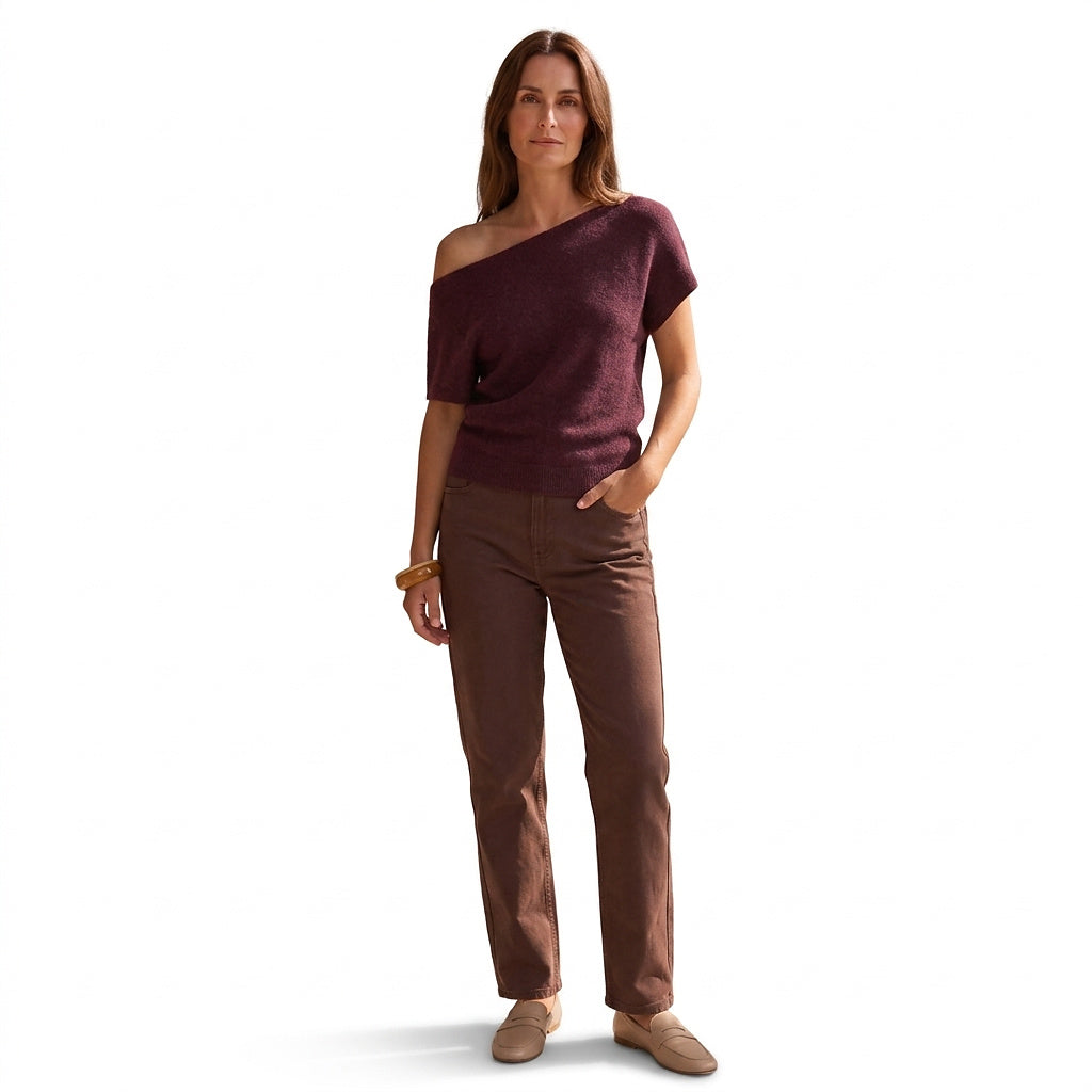 Damen-Strickpullover mit asymmetrischem Ausschnitt-Sweaters for Women-Alpenkind