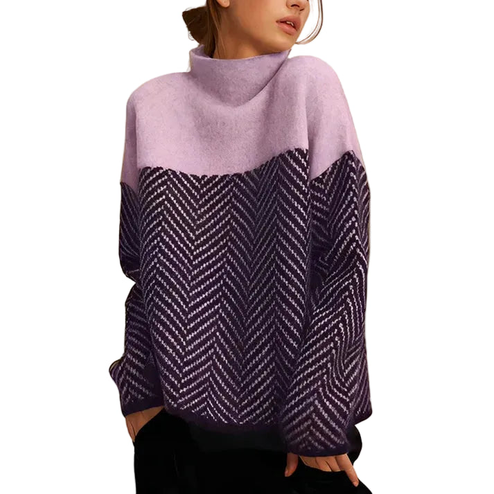 Damen Strickpullover mit Stehkragen und Zickzackmuster-Women Sweaters-Alpenkind