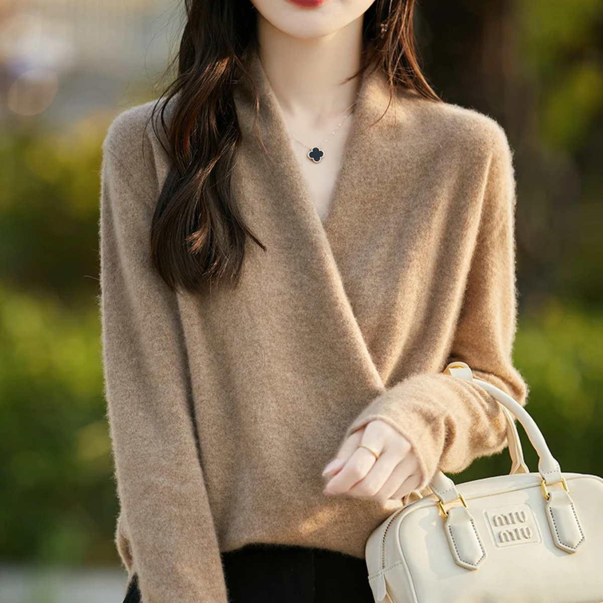 Damen-Strickpullover mit Wickeloptik-Sweaters for Women-Alpenkind