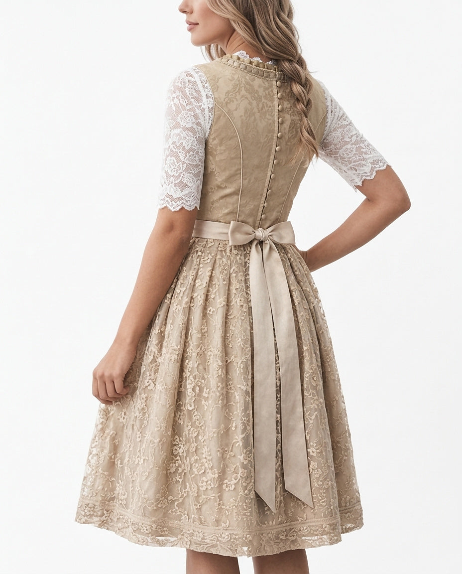 Damen Traditionelles Dirndlkleid mit Spitzenbluse und Schnürmieder-Dirndl for Women-Alpenkind