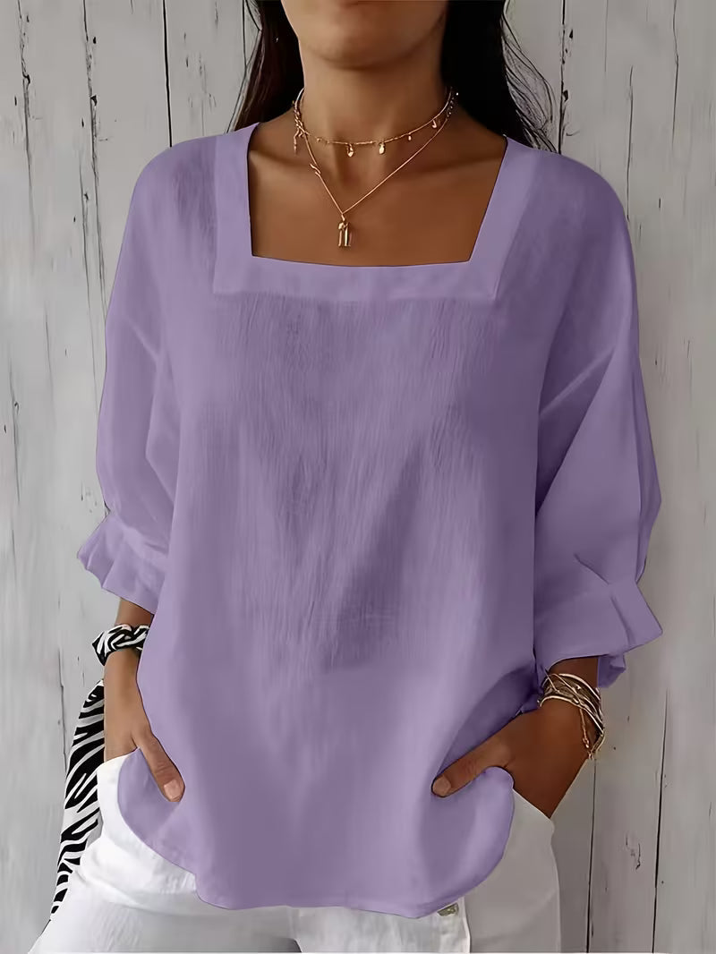 Damenbluse mit eckigem Ausschnitt und Rüschenärmeln-Blouses for women-Alpenkind