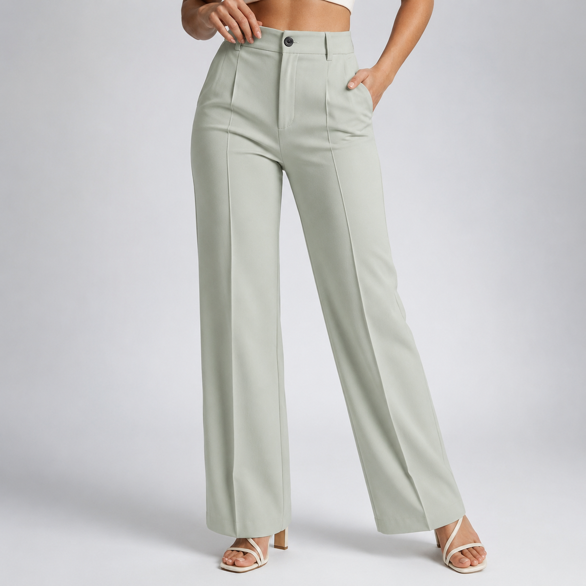 Damenhose mit hoher Taille und geradem Bein-Pants for Women-Alpenkind