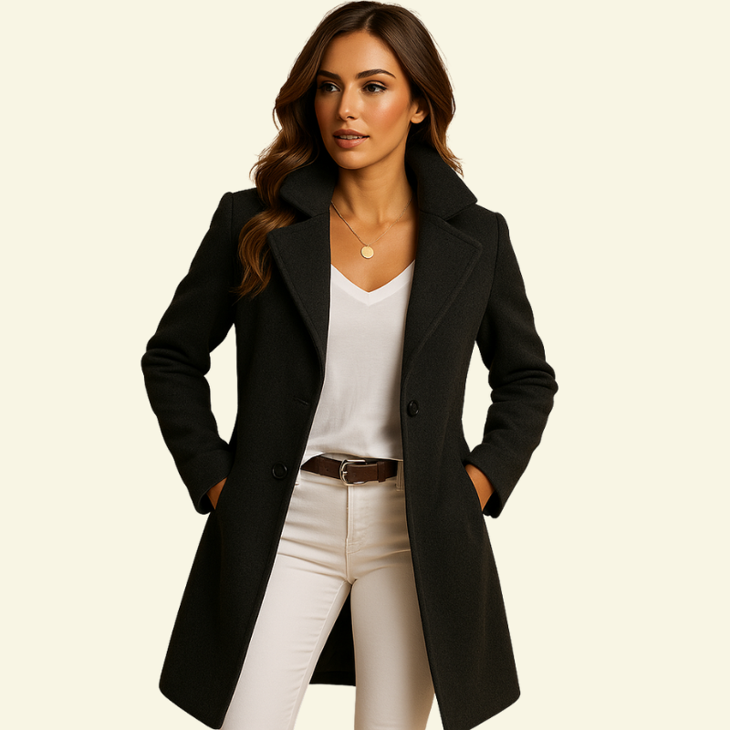 Damenmantel mit Reverskragen und Knopfleiste-Coats for women-Alpenkind
