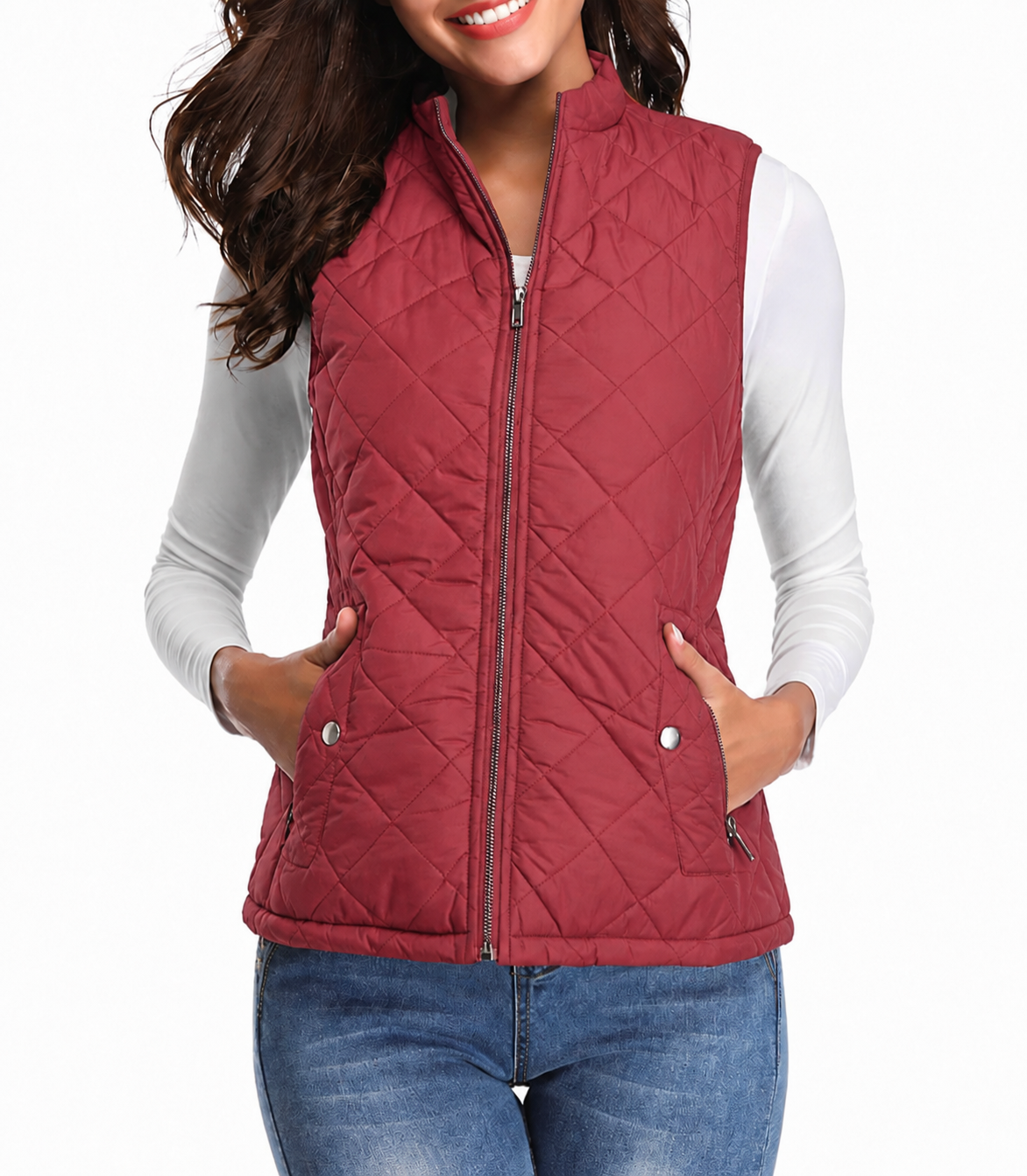 Gesteppte Damenweste mit Reißverschluss-Vest for women-Alpenkind