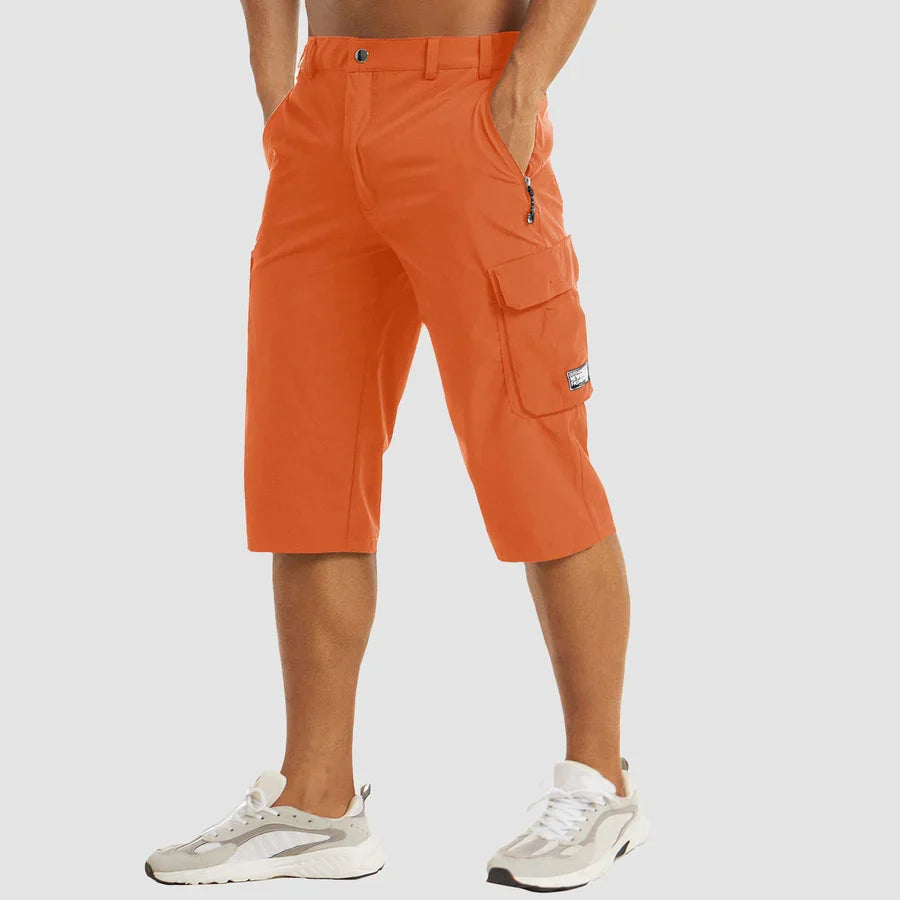 Herren 3/4 Cargo-Shorts mit Reißverschlusstaschen und Gürtelschlaufen-Shorts for men-Alpenkind