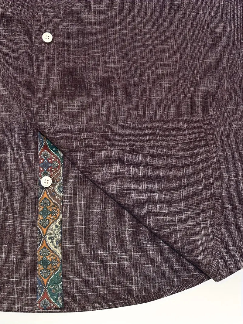 Herren-Button-Down-Hemd mit gemustertem Besatz-Shirts for men-Alpenkind