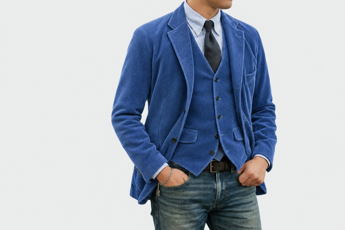 Herren Cordblazer- und Westen-Set-Shirts for men-Alpenkind