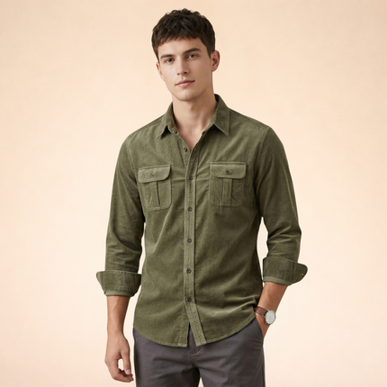 Herren Hemd mit Brusttaschen und Knopfleiste-Shirts for men-Alpenkind