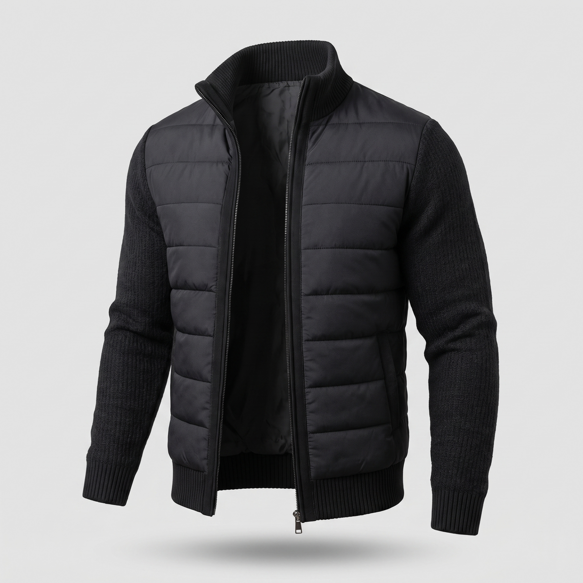 Herren Hybrid-Steppjacke mit Strickärmeln-Jackets for men-Alpenkind