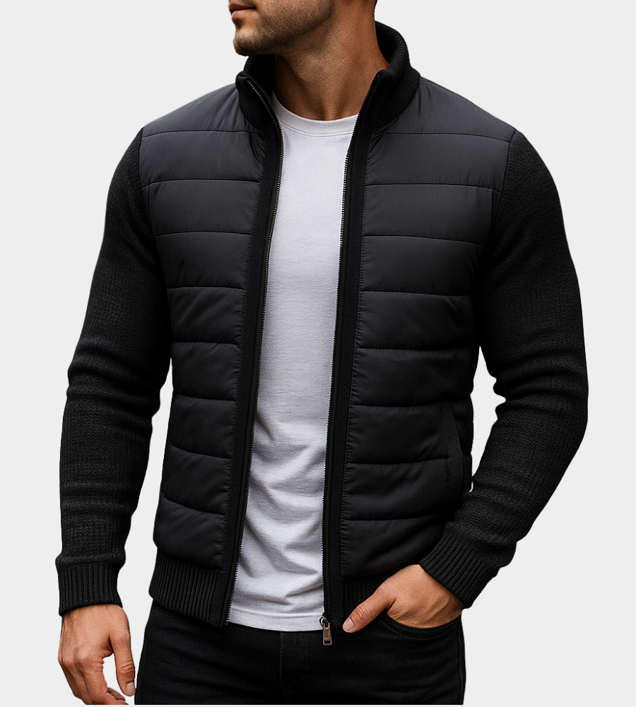 Herren Hybrid-Strickjacke mit wattiertem Vorderteil-Jackets for men-Alpenkind