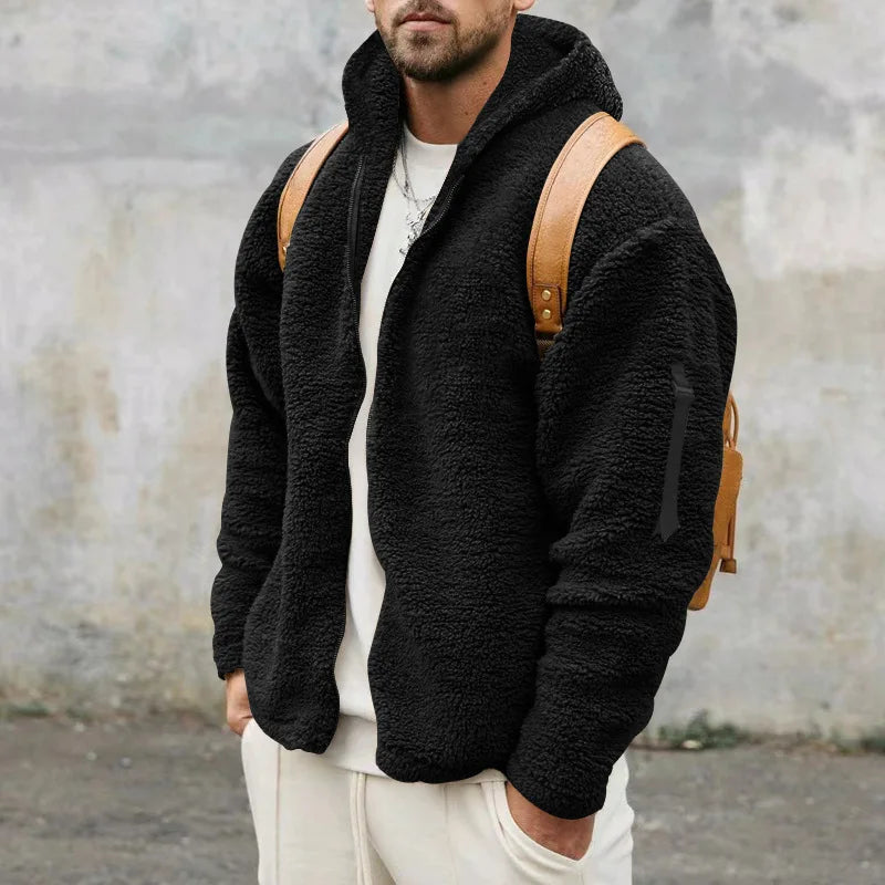 Herren Jacke mit Kapuze, Reißverschluss vorne und langen Ärmeln-Men Jackets-Alpenkind