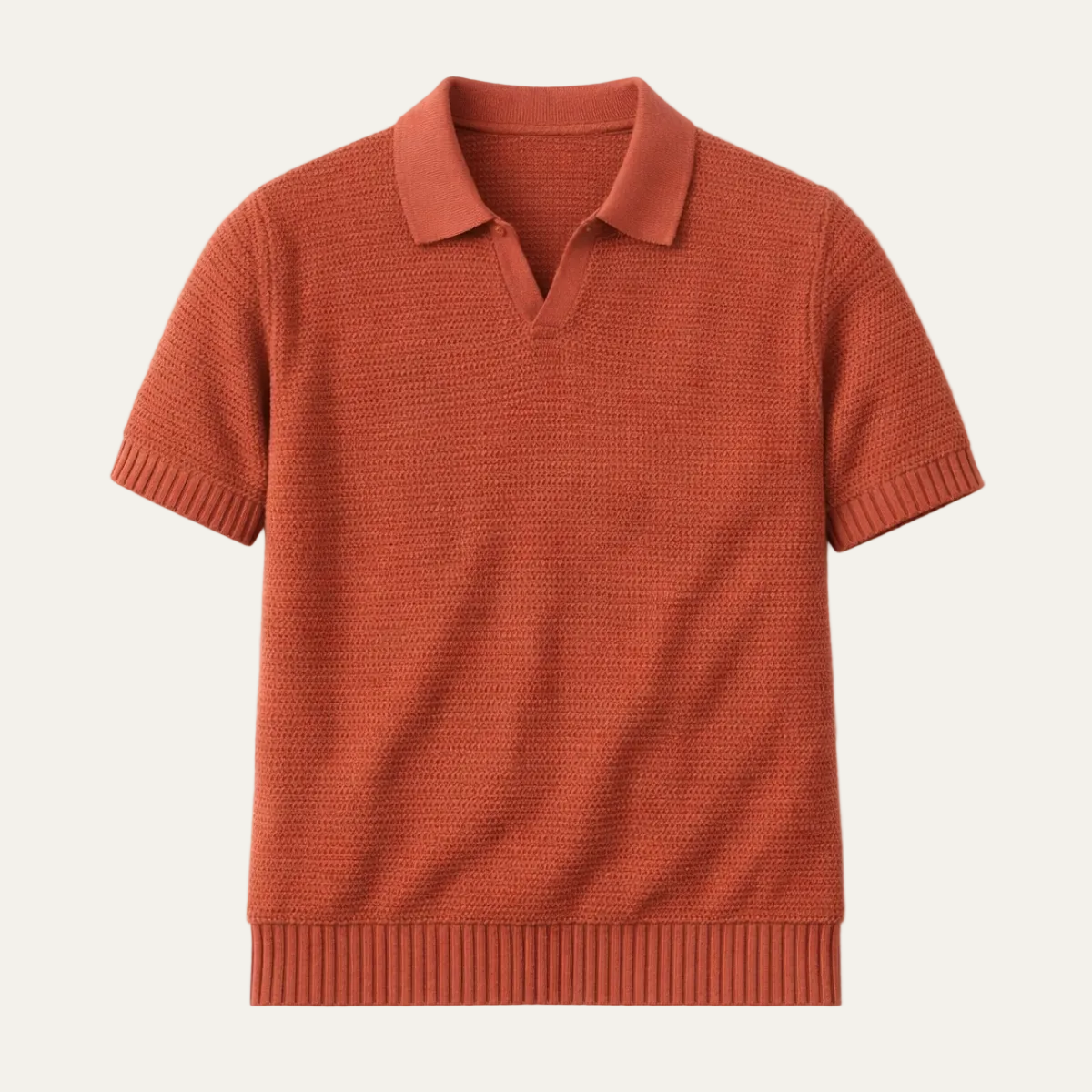 Herren Kurzarm Strick Polohemd mit offenem Kragen und Rippabschlüssen-Shirts for men-Alpenkind