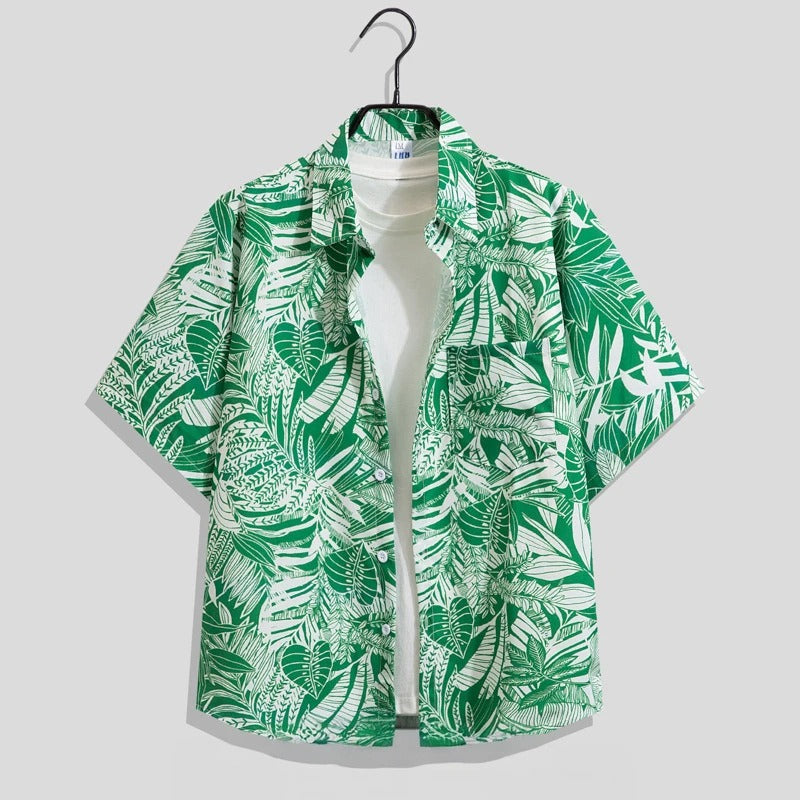Herren-Kurzarmhemd mit Blumenmuster-Shirts for men-Alpenkind