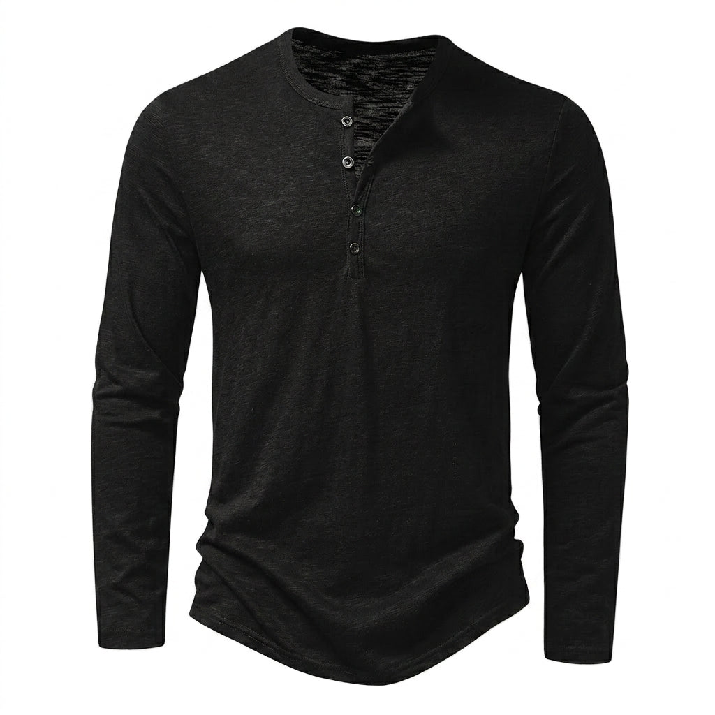 Herren-Langarmshirt mit Henley-Ausschnitt und Knopfleiste-Shirt for men-Alpenkind