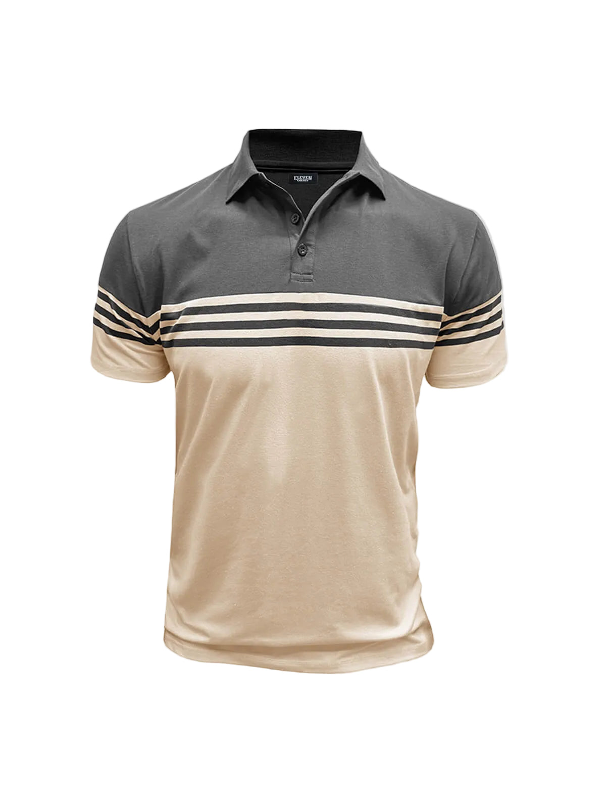 Herren Poloshirt mit kurzen Ärmeln und Querstreifen-Men Shirt-Alpenkind