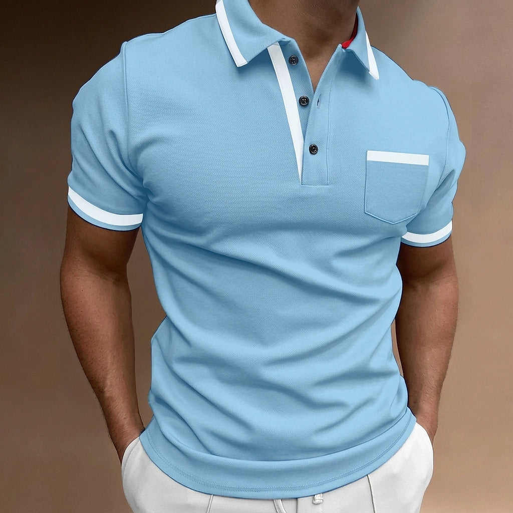Herren Slim Fit Poloshirt mit Kontrastbesatz-T-Shirts & Polos for men-Alpenkind