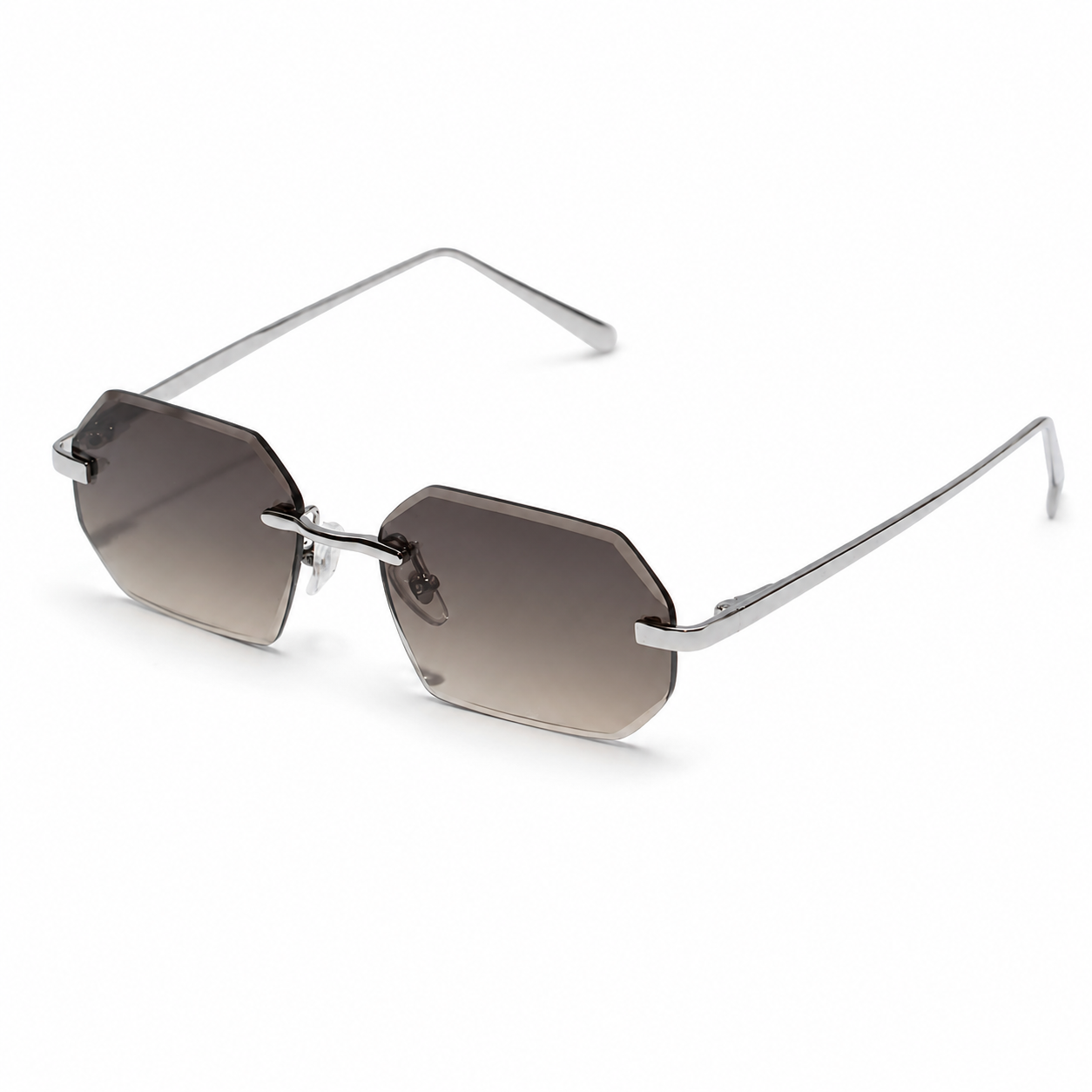 Herren Sonnenbrille ohne Rahmen mit achteckigen Gläsern und Metallbügeln-Glasses for men-Alpenkind