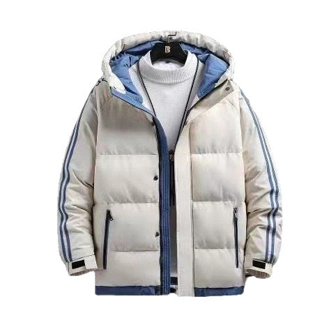 Herren-Steppjacke mit Kapuze und gestreiften Ärmeln-Jackets for men-Alpenkind