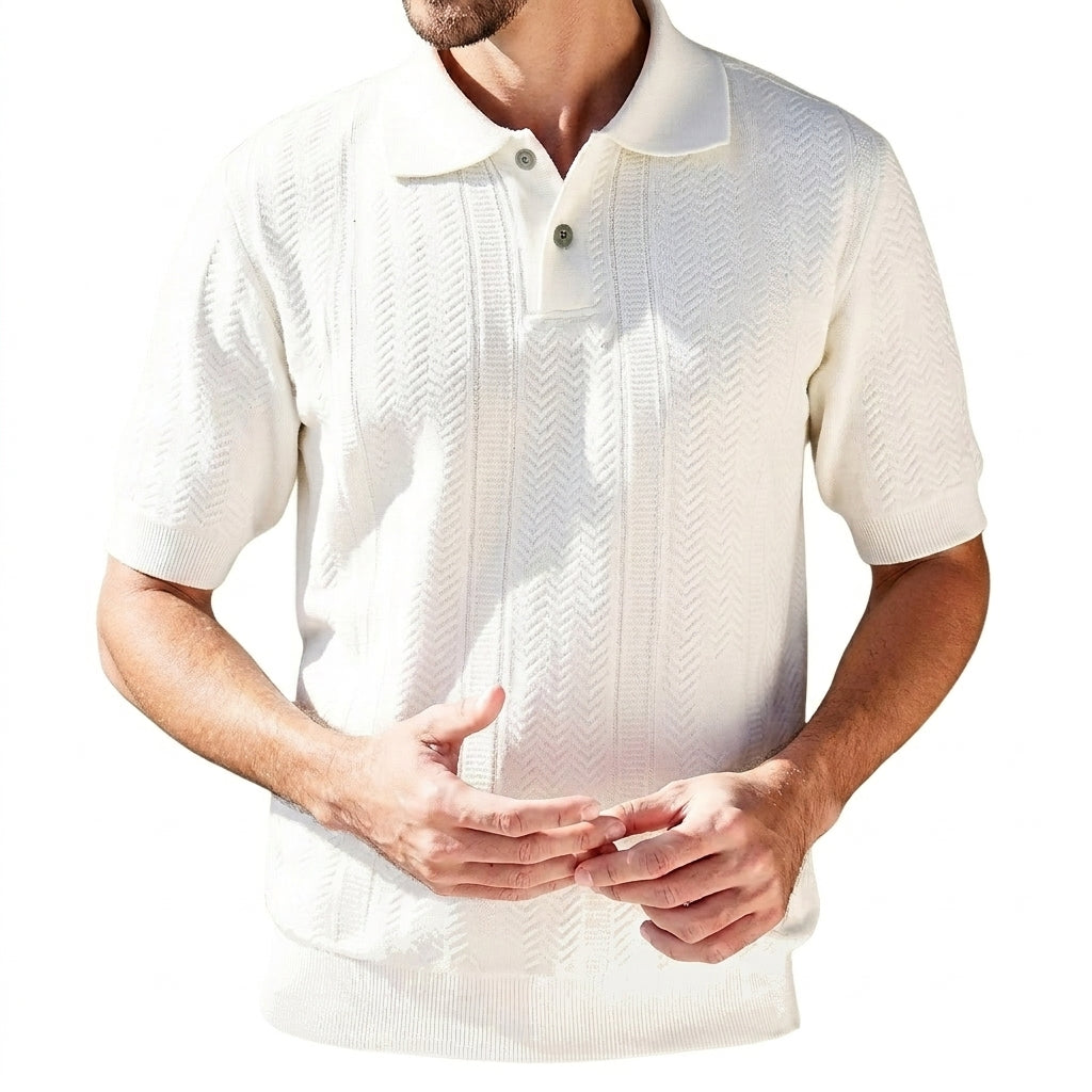 Herren Strick-Poloshirt mit Knopfleiste-Shirts for men-Alpenkind