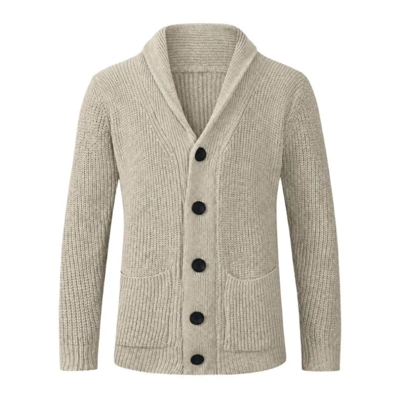 Herren Strickjacke mit Schalkragen und Knopfleiste-Cardigan for men-Alpenkind