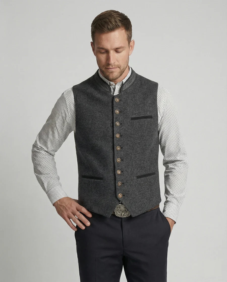 Herren Weste mit Stehkragen und Knopfleiste