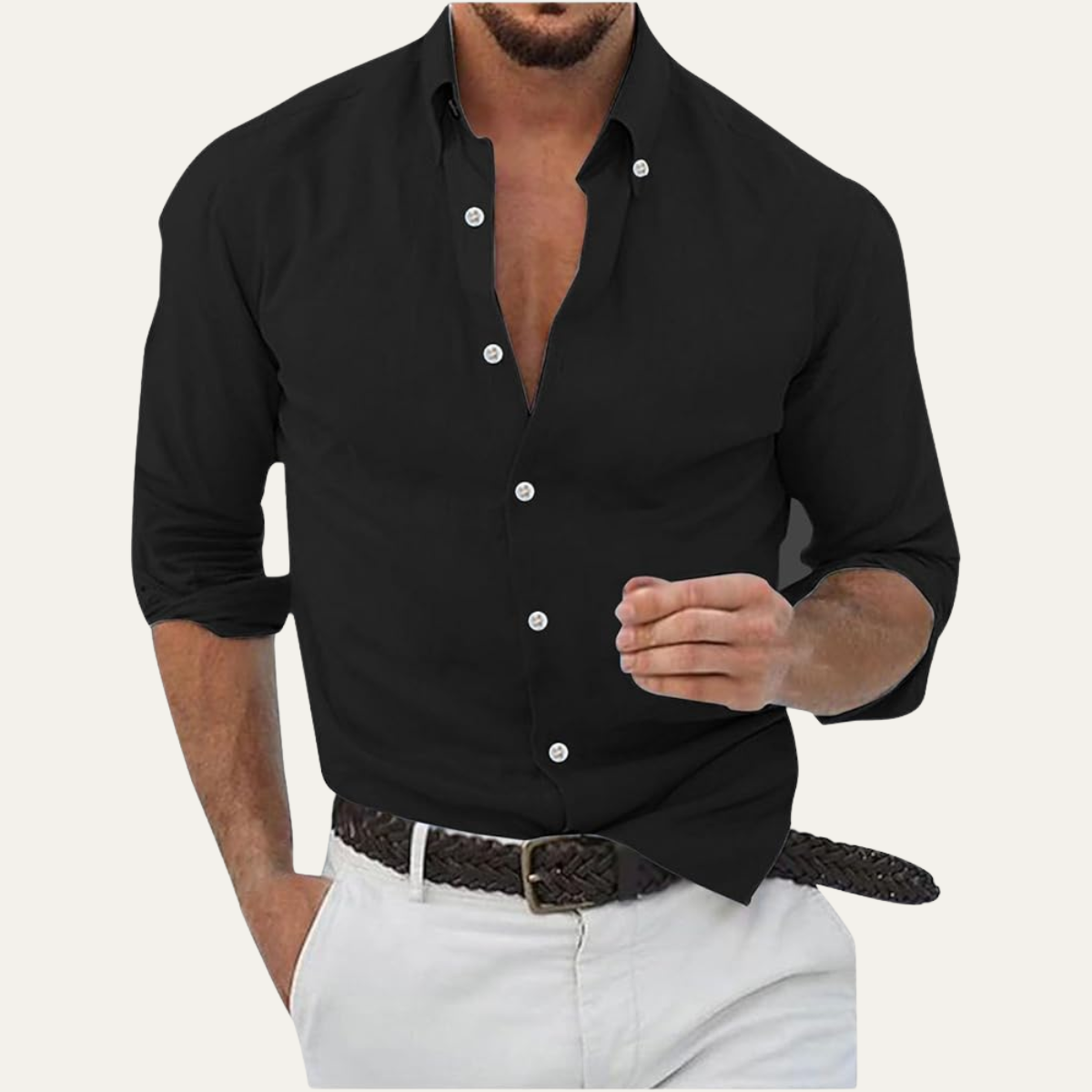 Langarm-Hemd für Herren mit Knopfleiste-Shirts for men-Alpenkind