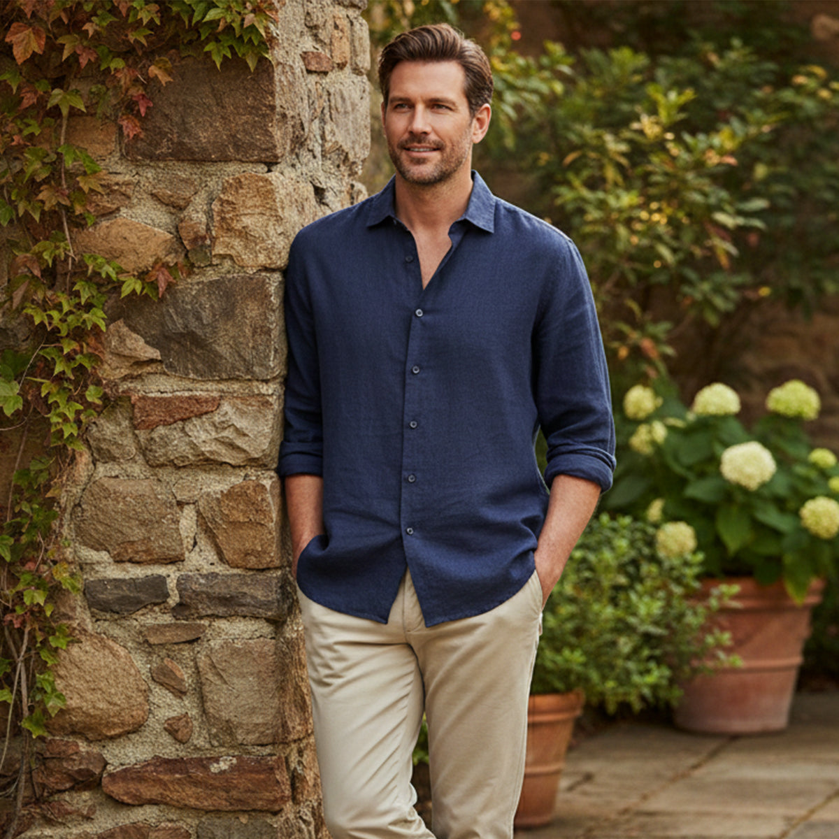 Langärmliges Leinenhemd für Herren-Shirts for men-Alpenkind