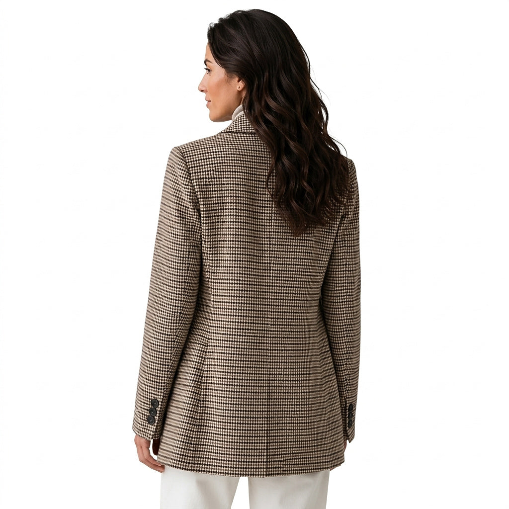 Oversized-Blazer mit Hahnentrittmuster für Damen-Blazer for women-Alpenkind