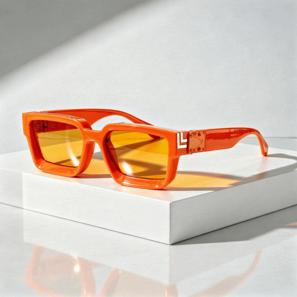 Unisex-Sonnenbrille mit rechteckigem Rahmen und metallischen Akzenten-Sunglasses-Alpenkind