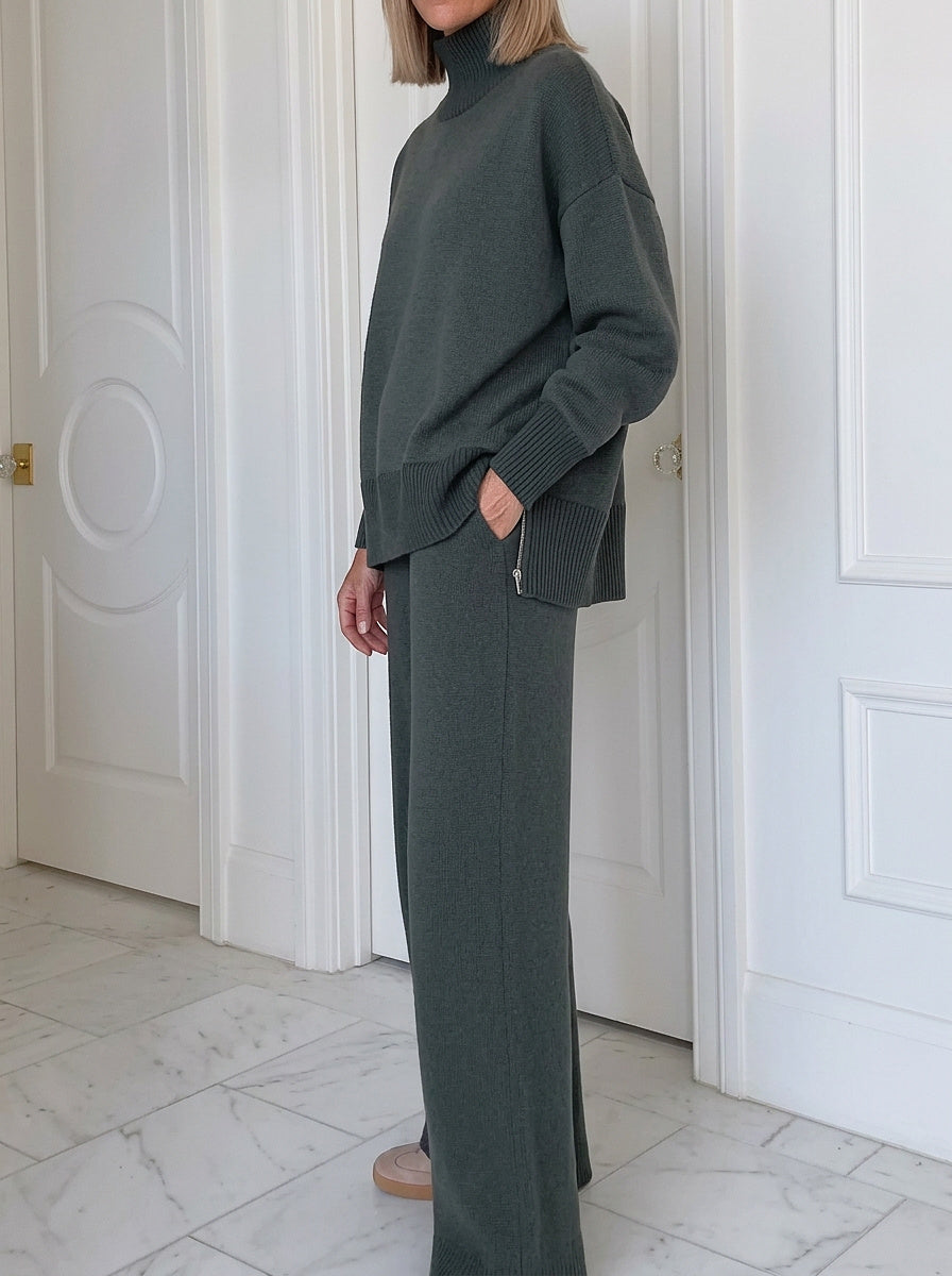 Zweiteiliges Strick-Set mit Stehkragen für Damen-Sets for women-Alpenkind