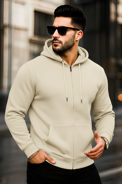 Kapuzenjacke mit Reißverschluss | Lukas – Sandbeige