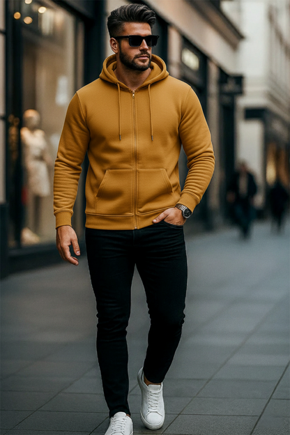 Kapuzenjacke mit Reißverschluss | Tobias – Senfgelb
