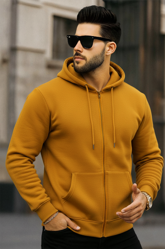 Kapuzenjacke mit Reißverschluss | Tobias – Senfgelb