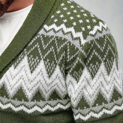 Herren Weihnachtscardigan mit Knöpfen – Fair Isle Strickjacke für Winter & Festtage