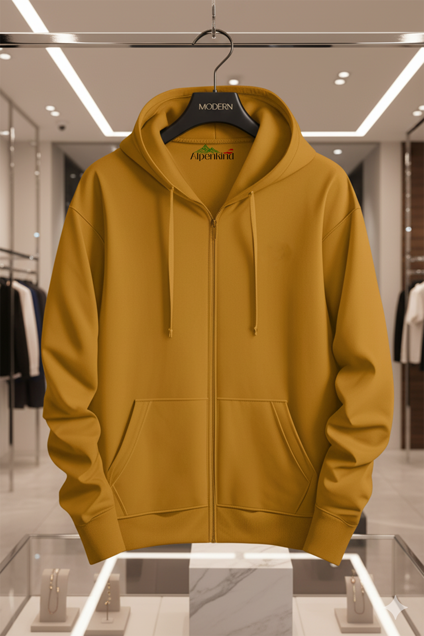 Kapuzenjacke mit Reißverschluss | Tobias – Senfgelb