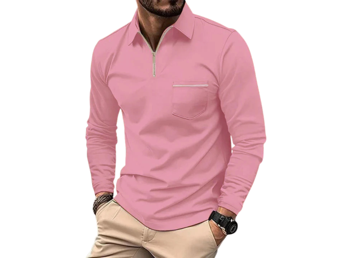 Klassisches Langarm-Poloshirt mit Brusttasche für Herren – Elegant & Bequem